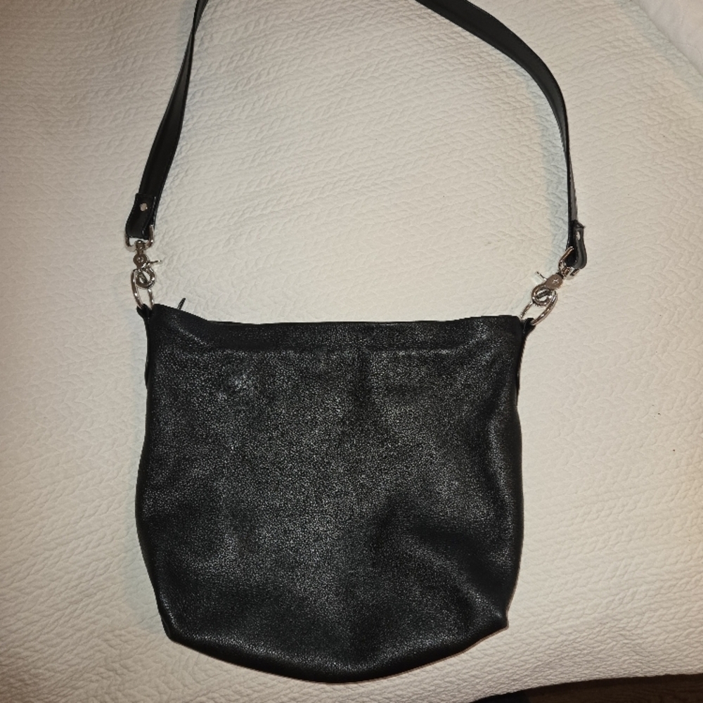 Black Leather Hobo Shoulder Crossbody Bag